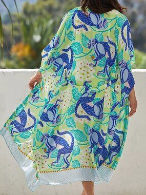 Ellen Merchant by Anthropologie Kaftan robe coverup M/L Medium Large Guacamole